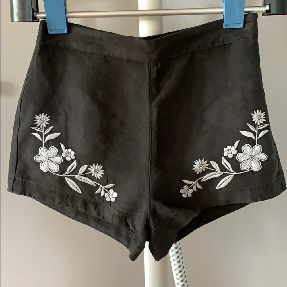 Hollister Suede Embroidered Shorts